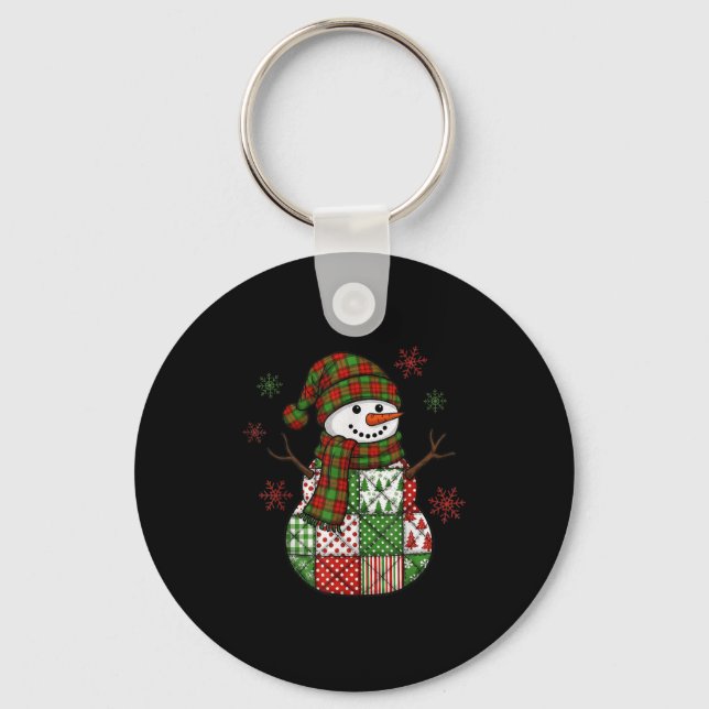 Llavero Retro Funny Christmas Patchwork Snowman Xmas Holid (Anverso)