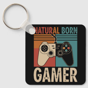 Llavero Retro Gamer Divertido de Nacimiento Natural
