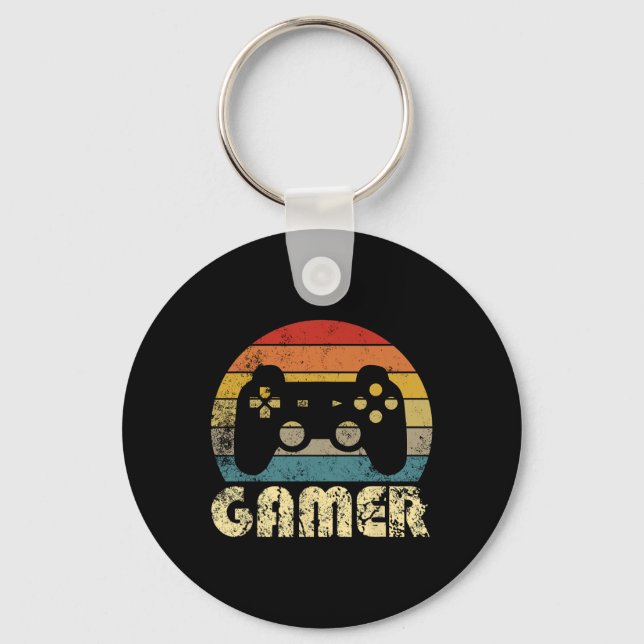 Llavero Retro Gamer Video Game Player Boys Teens Men  (Anverso)