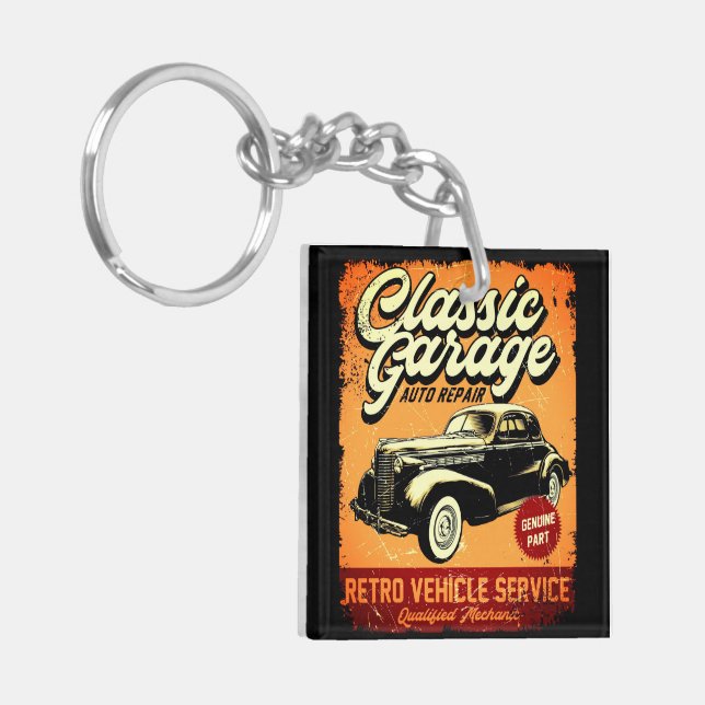 LLAVERO RETRO| GARAJE CLÁSICO| KEYCHAIN (Frente Izquierda)