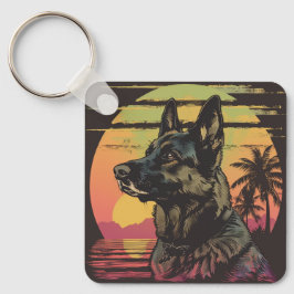 Llavero Retro German Shepherd Keychain 