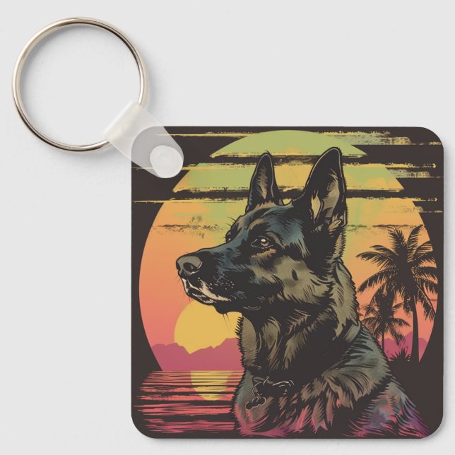 Llavero Retro German Shepherd Keychain  (Anverso)