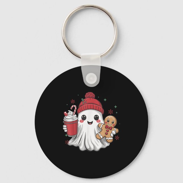 Llavero Retro Ghost Beanie Christmas Holiday Xmas Coffee G (Anverso)