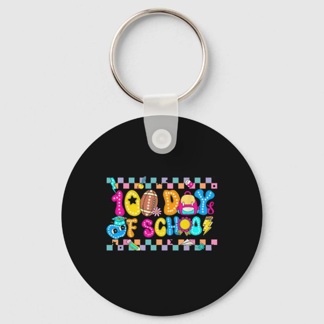 Llavero Retro Groovy 100 días feliz 100º día de clases (Anverso)