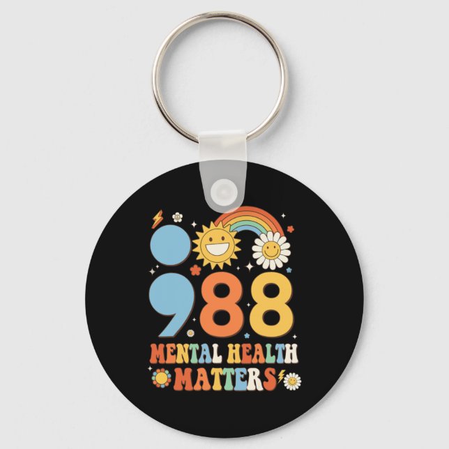 Llavero Retro Groovy 988 Mental Health Problems Suicide Pr (Anverso)
