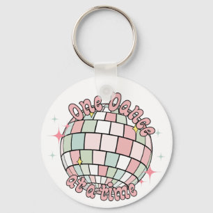 Llavero Retro Groovy Disco Ball Rosa, De Un Baile A La Vez