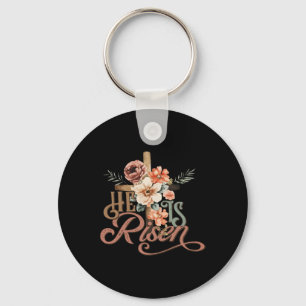 Llavero Retro Groovy Él Ha Resucitado Floral Jesús Día de