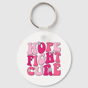 Llavero Retro Groovy Esperanza Rosa lucha contra el cáncer
