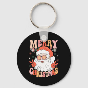 Llavero Retro Groovy Feliz Navidad Papá Noel Ho