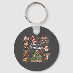 Llavero Retro Groovy Merry Christmas Vibes Howdy Western C