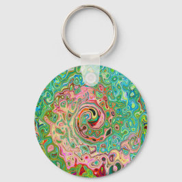 Llavero Retro Groovy Resumen De La Colorida Piscina Arcoir