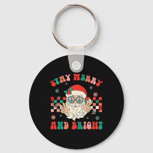 Llavero Retro Groovy Stay Merry Y Bright Santa Claus Chr