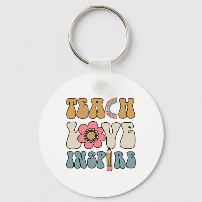 Llavero Retro Groovy Teacher Inspirational Happy Ck To Sch (Anverso)