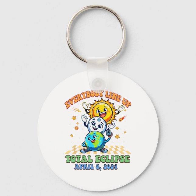 Llavero Retro Groovy Todos alinean Eclipse Solar Total (Anverso)