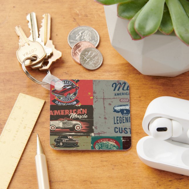Llavero Retro Grunge Classic Car (Escritorio )