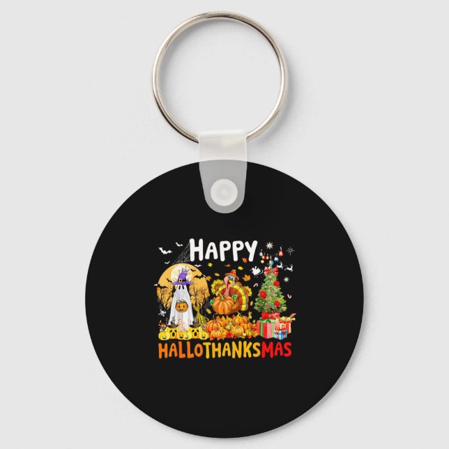 Llavero Retro Halloween Thanksgiving Christmas Happy Hallo (Anverso)