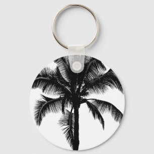 Llavero Retro Hawaiano Tropical Palm Tree Silhouette Black