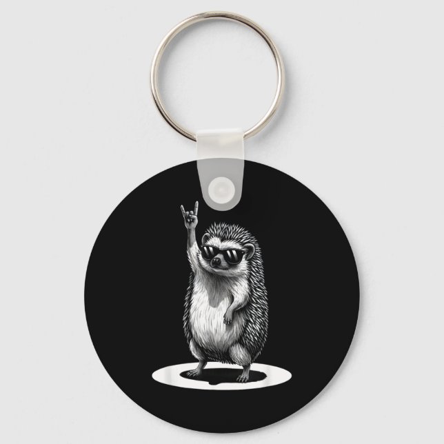 Llavero Retro Hedgehog Rock Music Men Kids Women Funny Ani (Anverso)