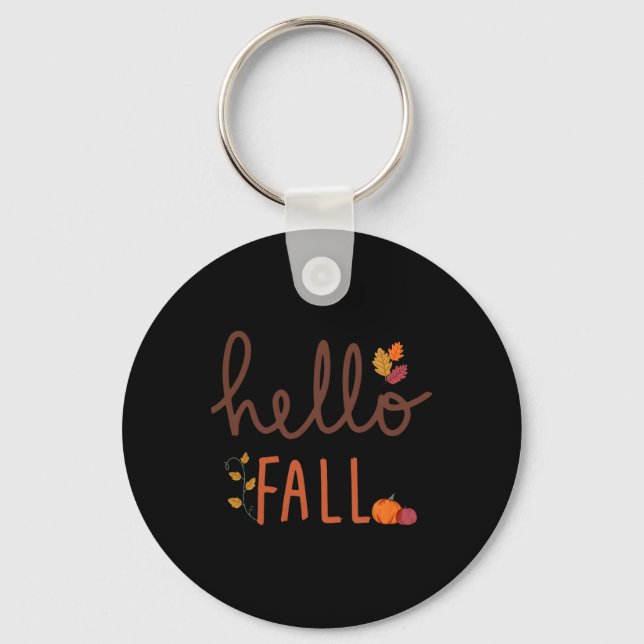 Llavero Retro Hello Fall Leopard Pumpkin Temporada Otoño T (Anverso)