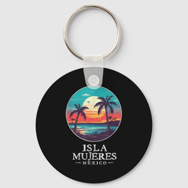 Llavero Retro Isla Mujeres Mexico Beach Sunset Souvenir Me (Anverso)
