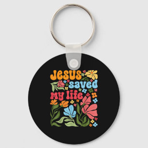 Llavero Retro Jesucristo Salvó Mi Vida Boho Floral Chris