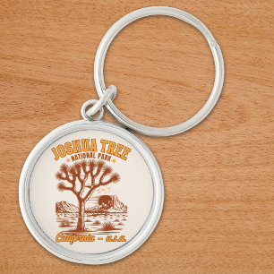 Llavero Retro Joshua Tree Illustration in Ochre Red