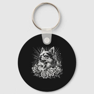 Llavero Retro Keeshond Dog Lover Tattoo Style