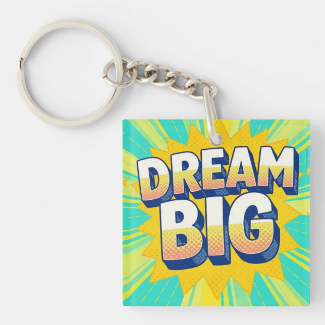 Llavero Retro lettering dream big text (Frente)