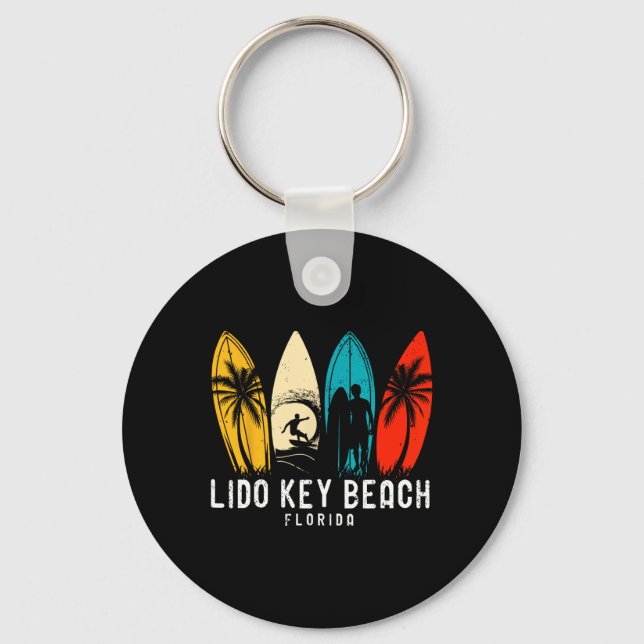 Llavero Retro Lido Key Beach Florida Surfboarder Design Fo (Anverso)