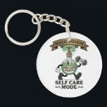 Llavero Retro Magic Potion Self Care Mode Fitness Gift<br><div class="desc">Fuel your daily routine with this 'Self Care Mode' magic potion. Featuring a classic 1930s rubber hose animation style,  this unique Botto design is the perfect gift for fitness lovers,  gym goers,  and anyone prioritizing their mental and physical health. Vibrant green accents on a retro vintage bottle.</div>