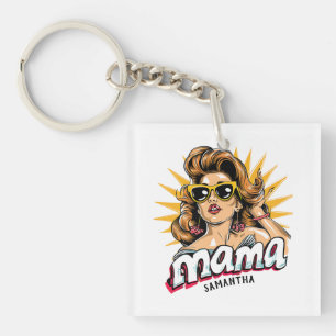 Llavero Retro mamá pop Art 1 personalizado