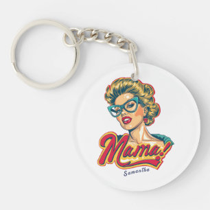 Llavero Retro mamá pop art 2 personalizado
