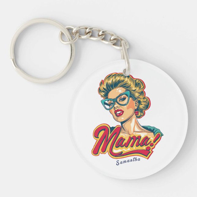 Llavero Retro mamá pop art 2 personalizado (Frente)