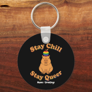 Llavero Retro Mantén la Calma Mantén Queer Capybara Arcoír