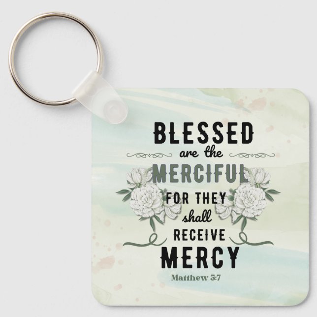 Llavero Retro Matthew 5:7 Biblia Verse Keychain (Anverso)