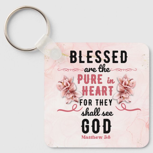 Llavero Retro Matthew 5:8 Calla Lillies Watercolor (Anverso)