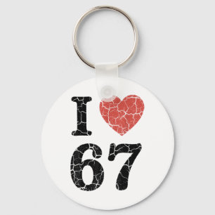 Llavero Retro Me Encanta 67 Corazón Número 67 Meme Diverti