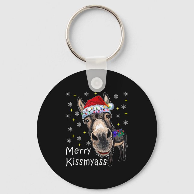 Llavero Retro Merry Christmas Light Merry Kissmy Funny  (Anverso)
