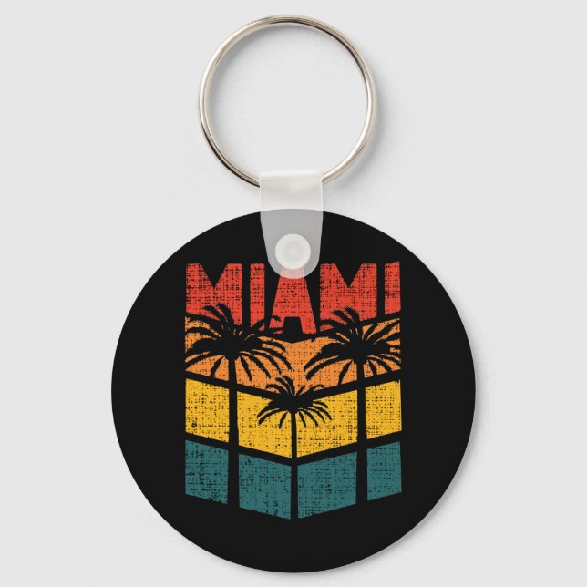 Llavero Retro Miami Florida Beach Souvenir Palm Tree 80 (Anverso)