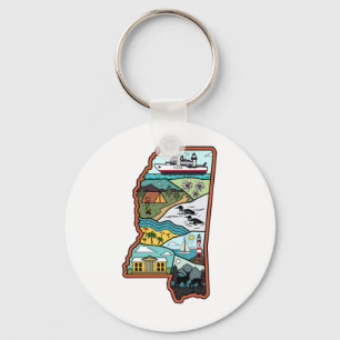 Llavero Retro Mississippi Biloxi Laurel MS Estado Souvenir