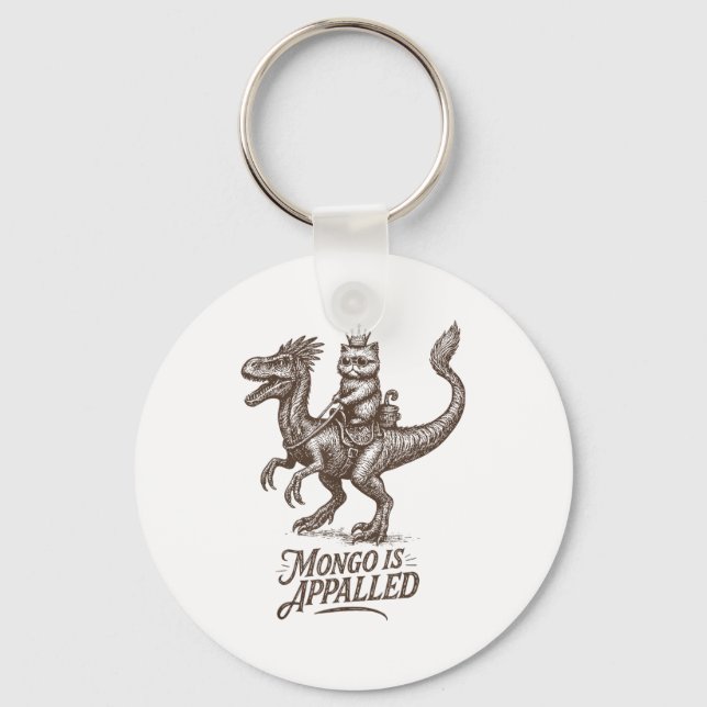 Llavero Retro Mongo Is Appalled Princess Cat Riding Dinosa (Anverso)