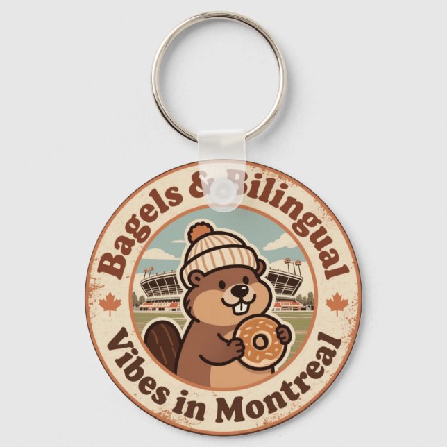 Llavero Retro Montreal Beaver & Bagel (Anverso)