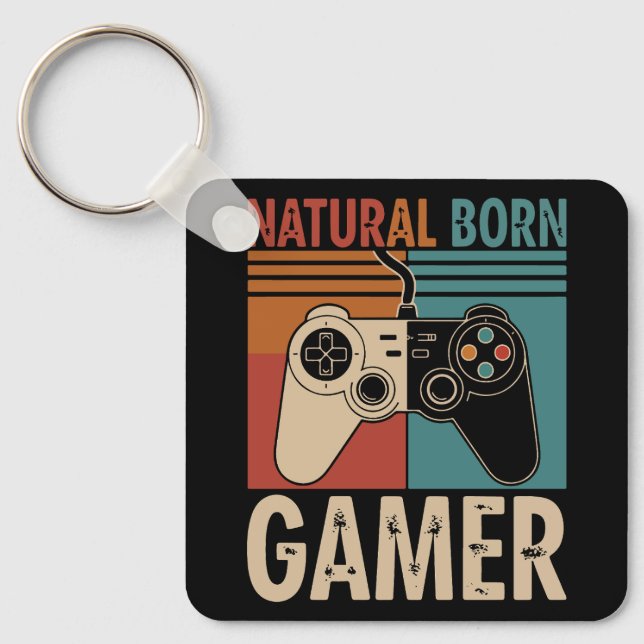 Llavero Retro Natural Born Gamer Funny (Anverso)