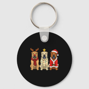 Llavero Retro Navidad Shar Pei Santa Reno Perro Amante