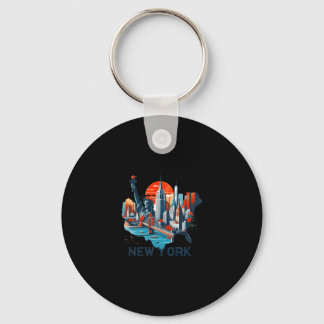 Llavero Retro New York Skyline Silhouette 