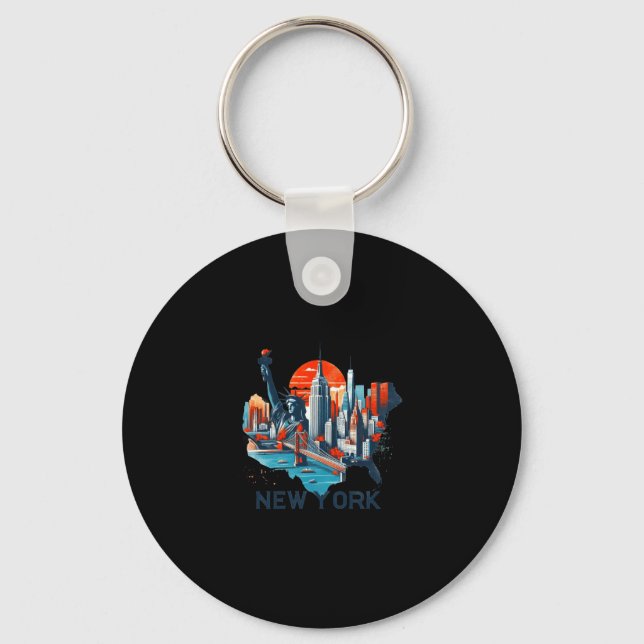 Llavero Retro New York Skyline Silhouette  (Anverso)