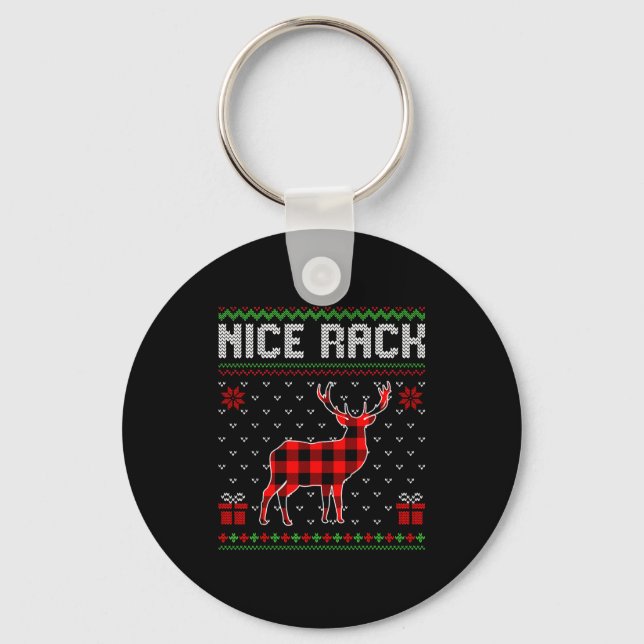 Llavero Retro Nice Rack Ugly Christmas Sweater Couples Mat (Anverso)