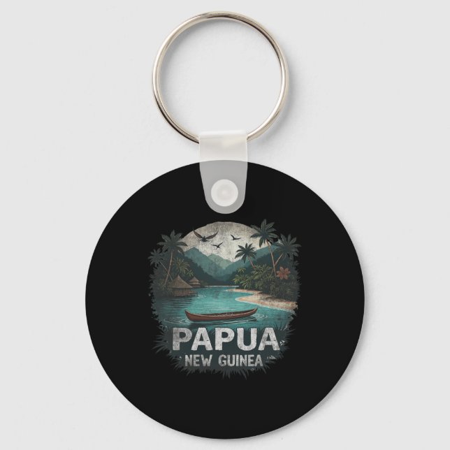 Llavero Retro Papua New Guinea Landscape Vintage Souvenir  (Anverso)