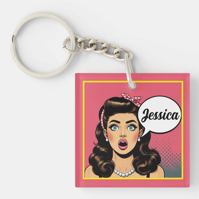Llavero Retro Pinup_ Action Packed (Frente)