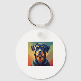 Llavero Retro Pop Art Rottweiler - Retrato de Perro Colori